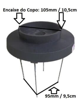 BASE SUPERIOR EXTERNA DO CORPO DO MOTOR DO LIQUIDIFICADOR VITALEX LQI-02 LITROS BAIXA ROTAÇĂO - MODELO COM ENCAIXE P/ROLAMENTO 6202 - COR PRETA