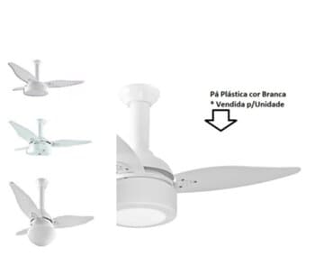 PÁ HÉLICE P/VENTILADOR DE TETO LOREN SID 3-FUROS M1/M2 FOLHA BRANCA - *VENDIDA P/UNIDADE - SERVE P/BRITÂNIA C/GARRA MAIOR