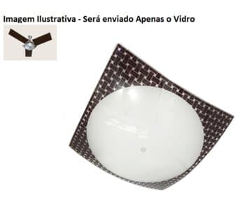 Globo Cúpula Vidro da Luminária do Ventilador de Teto Tron Naulu Quadrado com Borda Quadriculada Tabaco - Vidro 300x300mm BordaxBorda - foto 1 de 4
