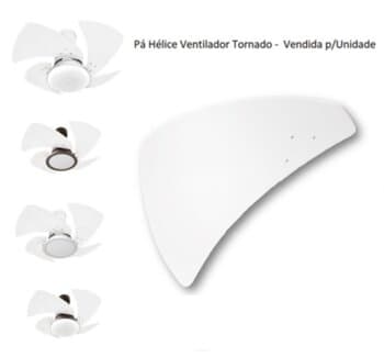 PÁ HÉLICE P/VENTILADOR DE TETO VENTI-DELTA TORNADO - COR BRANCA - *VENDIDA P/UNIDADE