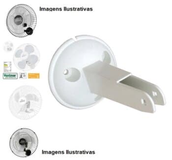SUPORTE DE PAREDE P/VENTILADORES VENTI-DELTA PREMIUM DELTA VENTURA - SUPORTE PLASTICO COR BRANCA C/ENCAIXE DO MOTOR INJETADO