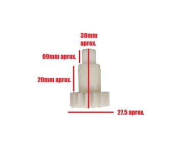 ENGRENAGEM HASTE LISA P/VENTILADOR VENTI-DELTA OSC.50/60CM PREMIUM GOLDO - P/PINO PUXADOR - ENCAIXE 12,0MM