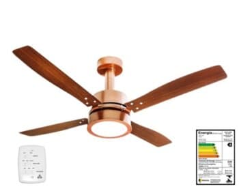 VENTILADOR DE TETO VENTI-DELTA VINTAGE DECORATIVE 110V 130W COBRE CHAVE 3VEL - LUMINÁRIA LED 18W 6.000K LUZ BRANCA