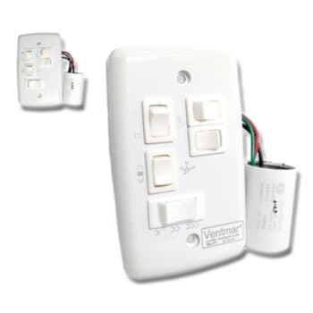 CHAVE VENTILADOR DE TETO R3LUZ 3VEL C/CAP.10,5UF 4,0+6,5MF C/REVERSĂO + 3-TECLAS LUZ - P/VOLARE 110VOLTS