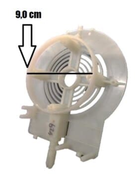 Tampa do Motor Ventilador Venti-Delta Dianteira Delta Free 40cm/Light/ Delta Ventura 50/60cm - Estampada c/Anel Diam.90mm Encaixe p/Rol.6000ZZ