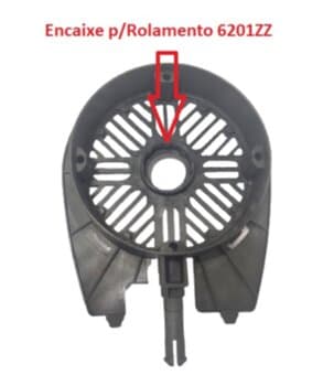Tampa do Motor Ventilador Domina 50/60cm - DIANTEIRA New Estampada Diametro 11,9cm - Encaixe p/Rolamento 6201ZZ
