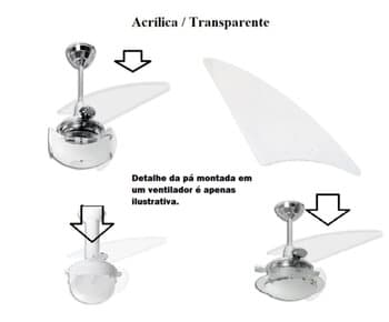 PÁ HÉLICE P/VENTILADOR LOREN SID M1/M2 RESIDENCE ONIX - MOD.FACĂO IRIS TRANSPARENTE P07I/TR - *VENDIDA P/UNIDADE