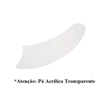 PÁ HÉLICE P/VENTILADOR DE TETO TRON - PLÁSTICA CRISTAL FACĂO *VENDIDA P/UNIDADE - AURA BÚZIOS MAX/MAX SL MAX LED CLEAN CHANCELER - ORIGINAL TRANSPARENTE - foto 1 de 4
