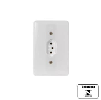 Conjunto Tomada Elétrica Simples 2P+T 20A com Trava Pino de 10 Amperes - cor Branca - Ilumi Stylus MonoBloco Ref.20141 - Fácil Instalaçăo