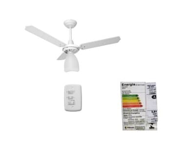VENTILADOR DE TETO LOREN SID LUMI M3 220V 127W BRANCO 3PAS ACRILICAS CHAVE 3VEL C/CAP.03,0UF + MAIOR VENTILACAO
