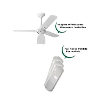 PÁ HÉLICE P/VENTILADOR DE TETO LOREN SID LUMI M3 - MDF RETA BRANCA - *VENDA P/UNIDADE - ESP.3,0MM L13,0XC41,0CM - P/GARRA M3 C/3 FUROS