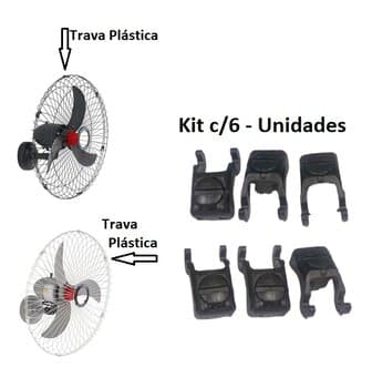 TRAVA PLÁSTICA P/GRADE VENTILADORES SOLASTER ATUAL COR PRETA - KIT C/06 UNIDADES - VENTILADORES VENEZA - ACAPULCO - BARCELONA