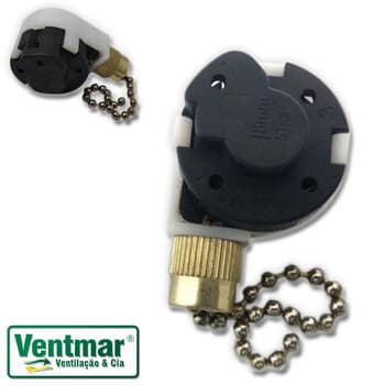CHAVE CORRENTINHA P/VENTILADOR DE TETO TRON PARIS - COMANDO DE 3-VELOCIDADES - INTERRUPTOR ZE 268 S2 - LIGA MOTOR IMPORTADO