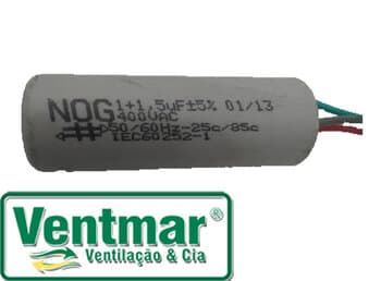 CAPACITOR 002,5UF 3FIOS 1,75+0,75MF RD 330VAC/400VAC - P/VENTILADOR DE TETO ALISEU OU LATINA 220VOLTS / P/MÓDULO CONTROLE REMOTO ALISEU 220V 3VELOCIDADES