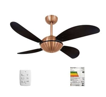 VENTILADOR DE TETO VOLARE FLY OFFICE 110V10,5UF COBRE 4PAS TUBA TABACO CHAVE 3VELOCIDADES - VENTILADOR SEM LUMINÁRIA P/ÁREA GOURMET