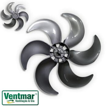 HELICE P/VENTILADOR DE 50CM VENTISOL 6PÁS CINZA TURBO6 - F08,0MM PRD C/TRAVA TRASEIRA - MONDIAL 50CM/ CATAVENTO E08MM C/TT