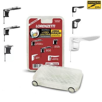 RESISTENCIA CHUVEIRO LORENZETTI 220V 7800W 3065B LOREN ULTRA ACQUA STAR/ ACQUA STORM/ ACQUA DUO/ ACQUA JET/ ACQUA WAVE