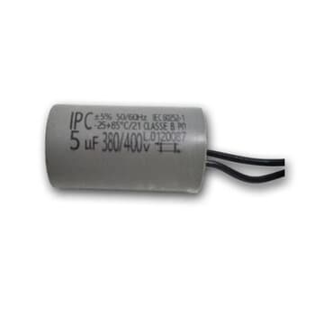CAPACITOR 005,0UF 2FIOS RD 380VAC/400VAC P/VENTILADOR VENTISOL/ EXAUSTOR VENTI-DELTA 30CM-110V/ CLIMATIZADOR VENTISOL 220V