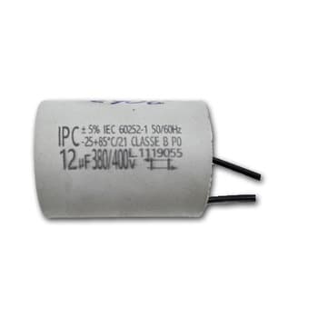 CAPACITOR 012,0UF 2FIOS RD 380VAC/400VAC P/VENTILADOR DE TETO VENTISOL, EXAUSTOR VENTISILVA E50M4, LOREN SID 60CM BIV, CLIMATIZADOR VENTISOL 2FIOS DE SAIDA