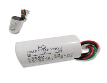CAPACITOR 010,0UF 3FIOS 3+7MF RD 250VAC c/Conector Terminal Plug de Encaixe p/VENTILADOR de Teto VENTI-DELTA EFYX LUNIK c/Controle Remoto 110Volts