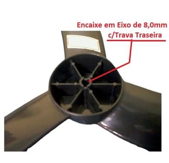 HELICE P/VENTILADOR DE 50CM VENTISOL 3PÁS PRETA NEW G3 MX - F08,0MM PONTA REDONDA C/TRAVA TRASEIRA - FIXAR C/PORCA ROSCA ESQUERDA