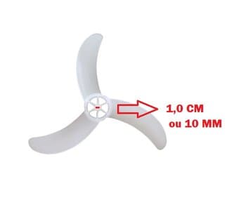 HELICE P/VENTILADOR DE 50CM ARGE 3PÁS TRANSP STYLO TWISTER A-10 C/CENTRO VAZADO - F10,0MM ENCAIXE PONTA REDONDA S/T.TRASEIRA