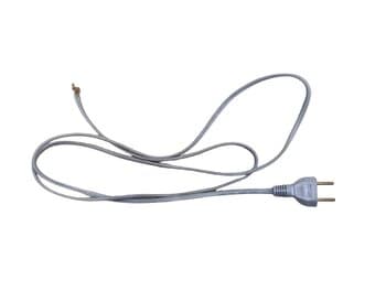 Cabo Chicote Rabicho Cordao Eletrico 1,70/1,80MT 2 Pinos Macho 10A cor BRANCO/CINZA/PRETO - p/Ferro de Passar Roupas Secador Alisador de Cabelo/Chapinha Mini Ventilador Ventisol