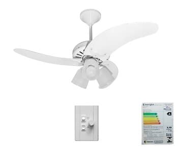 VENTILADOR DE TETO VENTMAR SUPER CLN 110V10,0UF 130W BRANCO 3PAS MDF FACĂO BRANCA LUM.3-TULIPAS PL FLOR CHAVE ROTATIVA - CONSUMO A/B - foto 1 de 3