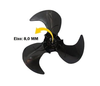 HELICE DE 40CM P/VENTILADOR ARNO 40CM 3PAS PRETA - VE40 VERSATILE VR40 - F08,0MM C/TRAVA CRUZETA - HELICE ARNO 40CM