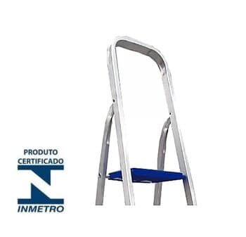 ESCADA DE ALUMINIO DOMESTICA 08 DEGRAUS - F2,41 / A2,22 / PATAMAR 180CM / PESO 5,10KG - REAL ESCADAS RESIDENCIAS C/ALCA LONGA P/MELHOR APOIO