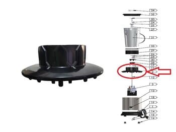 Base do Motor Liquidificador JL Colombo 2,0LT 3,5LT ou 4,0-Litros A/R ou B/R - Parte Superior Externa Redonda em Plastico cor Preta