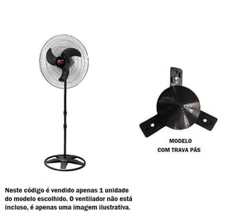 Centro Cubo da Helice Ventilador Venti-Delta Osc.65cm Super-Delta Preto - Coluna/Parede - COM Trava Pas - Fixar c/Parafuso Lateral