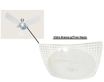 GLOBO CUPULA VIDRO DA LUMINARIA VENTILADOR DE TETO TRON NAULU QUADRADO COM BORDA QUADRICULADA CRISTAL - VIDRO 300X300MM BORDAXBORDA