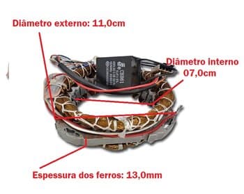 ESTATOR BOBINADO MOTOR P/VENTILADOR VENTISOL OSCILANTE 60CM PAREDE BIV 200W G3/G4 MX C/CAPACITOR 06,0UF - BOBINA VO BIV REF.1005