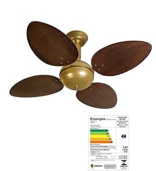 VENTILADOR DE TETO VENTI-DELTA OFFICE GOLD 110V10,0UF 4PÁS MDF RATAN COR CHOCOLATE - 3VEL - SEM LUMINÁRIA P/ÁREA GOURMET