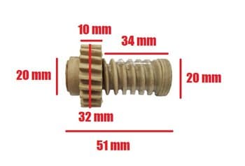 ENGRENAGEM COM ROSCA SEM FIM P/VENTILADOR LOREN SID - TURBO OSC. ANTERIORES - MESA, COLUNA, PAREDE E ORBITAL DE 30/40/50/60CM - MEDIDA TOTAL 4,30MM