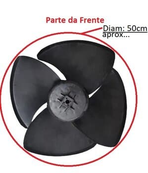 HELICE P/CLIMATIZADOR MWM M7000 M7P M7J MEGA BRISA MC70-4P F15,0MM PRD G/AH GIRO ANTI HORARIRO - DIAM.50CM S/TRAVA TRASEIRA