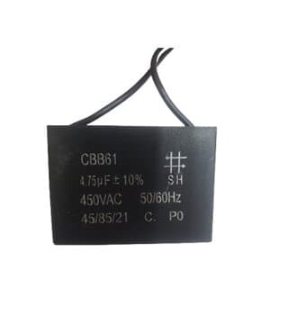 CAPACITOR 004,75UF 2FIOS QD 450VAC - CBB61 - P/VENTILADOR DE TETO