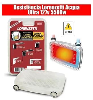 RESISTENCIA CHUVEIRO LORENZETTI 110V 5500W 3065 LOREN ULTRA ACQUA STAR/ ACQUA STORM/ ACQUA DUO/ ACQUA JET/ ACQUA WAVE