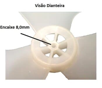 HELICE DE 40CM P/VENTILADOR VENTI-DELTA NEW LIGHT 3PAS PLASTICA - ENCAIXE DE 08,0MM C/TRAVA TRASEIRA - FIXADA C/PORCA NO EIXO