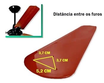 Pá Hélice para Ventilador de Teto Loren Sid Lumi M3 - Plástica Reta cor Madeira - *Venda p/Unidade - Esp.3,0mm L11,5,0xC40,0cm