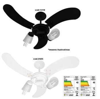 VENTILADOR DE TETO VENTI-DELTA NEW SPOT2 110V PRETO 3PAS MDF ARTE PRETA LUMINARIA C/2 TULIPAS PL PATA - CHAVE 3VEL