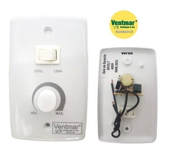 CHAVE P/VENTILADOR DE PAREDE 1-TECLA LIGA/DESLIGA+ CONTROLE DE VEL ROTATIVO BIV0400W S/OFF - ESP.4X2 BRANCO