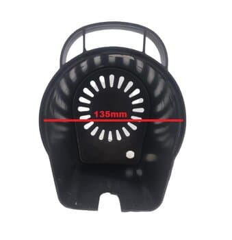 CAPACETE DO MOTOR DO VENTILADOR TRON 50/60 ABERTURA 135MM C/ALÇA - CARCAÇA OSCILANTE MONOVOLT PAREDE PRETO N.O. - COMPRIMENTO MENOR/LARGURA MAIOR
