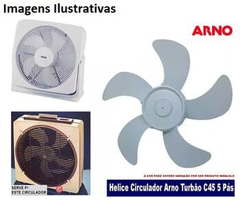 HELICE DE 45CM P/CIRCULADOR ARNO TURBAO C-45/C45 45CM 5PAS CINZA - EIXO DIANTEIRA 12,0MM/ TRASEIRA 05MM - PONTA/TRAVA CRUZETA SEM TRAVA TRASEIRA