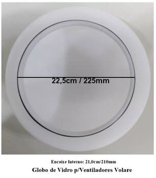 GLOBO CÚPULA P/VENTILADOR VOLARE DUNAMIS FLY PÉTALO PALMAE VR42/1156 PROF.08CM VD LONDRES FOSCO ARREDONDADO - ENC.225MM/22,5CM VD28 B/EXT.28CM
