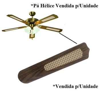 PÁ HÉLICE P/VENTILADOR DE TETO ALISEU REUNION - MDF DUPLA FACE IMBUIA/TELINHA BRANCA/BEGE - *VENDIDA P/UNIDADE*- ORIGINAL P/VT IMPORTADOS - foto 1 de 4