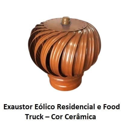 EXAUSTOR EOLICO DE 10" POLEGADAS 26CM FOOD TRUCK VAZAO 01500M3/H KIT P/MONTAGEM COR TERRACOTA C/22 ALETAS + CHAPA BASE E NIVELADORA