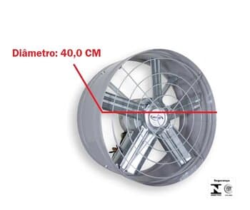 EXAUSTOR DE 40CM VENT AIR BIV260W BAIXA ROTAÇĂO-01650RPM ALTA VAZĂO-06000M3H - SERVIÇO PESADO P/CHURRASQUEIRA COIFA CABINE DE PINTURA