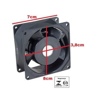 EXAUSTOR DE 07CM MICROVENTILADOR BIVOLTS - E7NYCD 80X80X38MM 000005M3/H - COOLER 3180/3170RPM 40DB